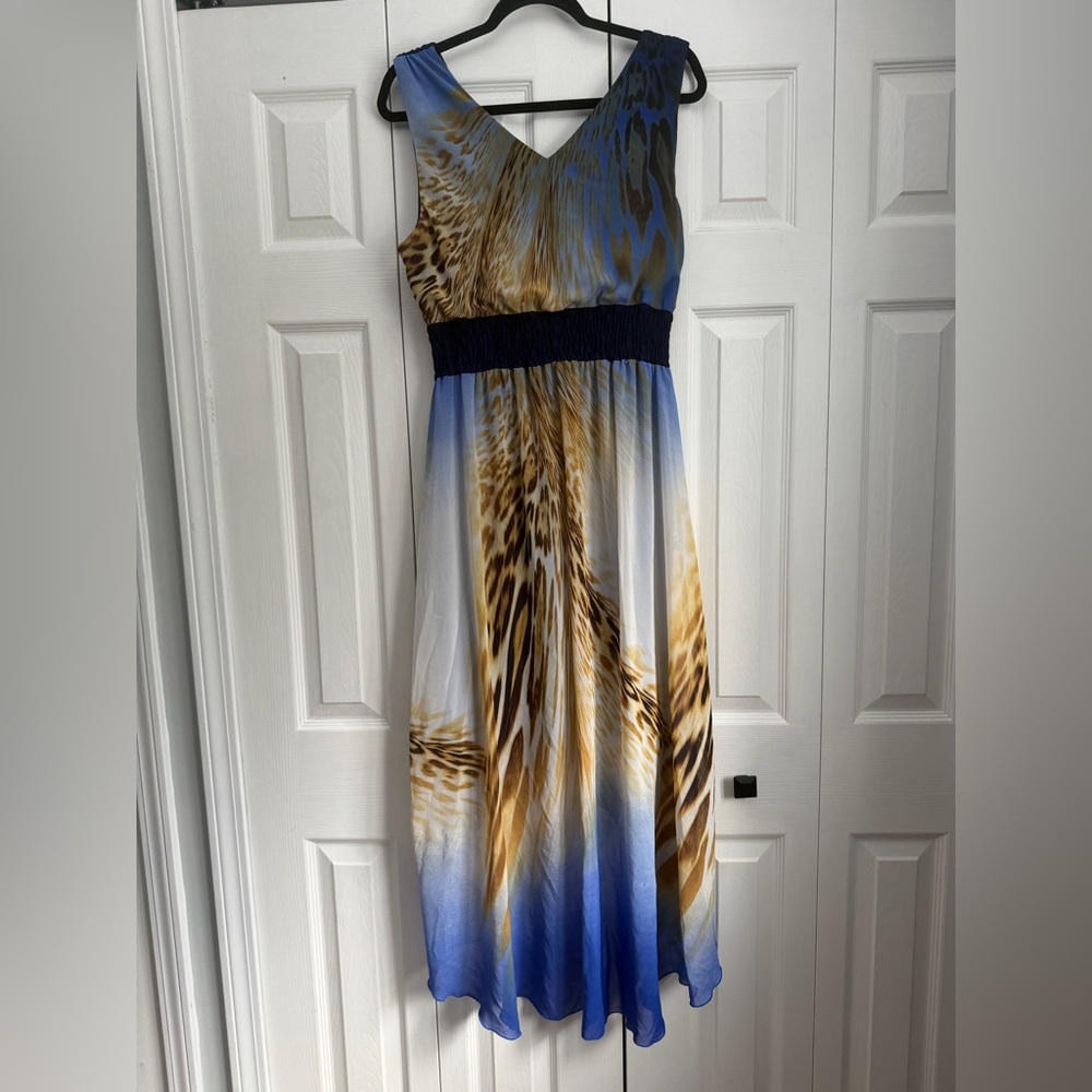 Rabbit Rabbit Rabbit Designs Blue and Brown High low Dress - Picture 2 of 3